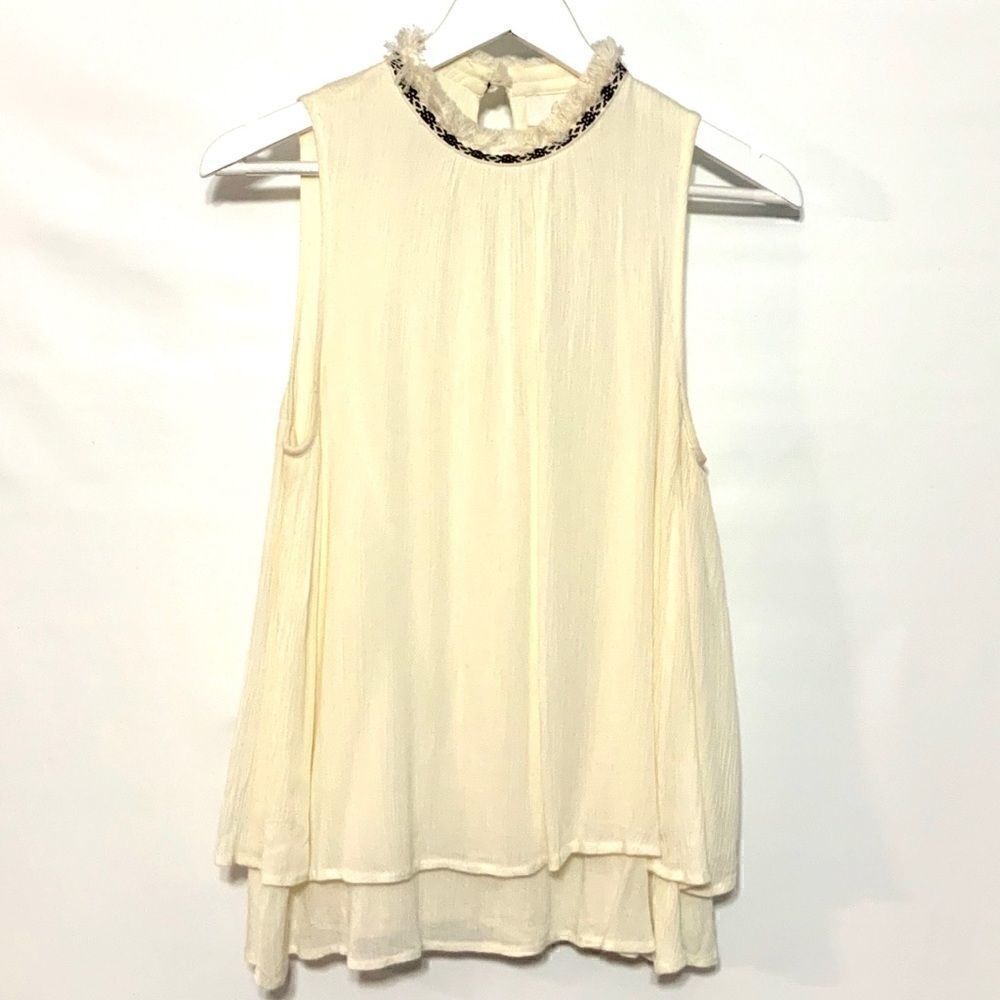 Braeve Ivory cream fringe layered embroidered